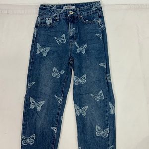 2384 women’s blue savy butterfly printed jeans